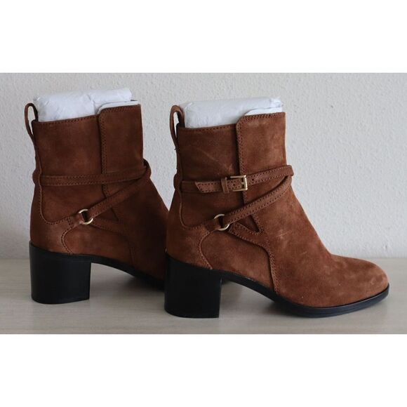 Rag & Bone Women's Sz 7 Hazel Brown Suede Leather Buckle Ankle Booties - Picture 8 of 12